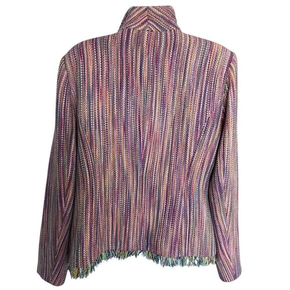 HILARY RADLEY Hilary Radley Tweed Multicolored Striped Blazer Size 8 - Picture 5 of 10